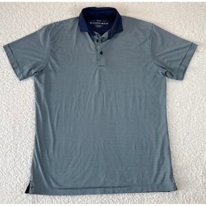 Mizzen+Main Phil Mickelson Navy Blue Striped Performance Golf Polo, Mens Medium